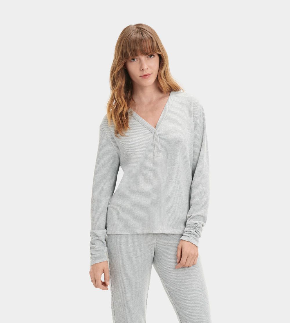 Ugg Loungewear Womens - Ugg Maxwell Henley Grey - 207FAZKOD